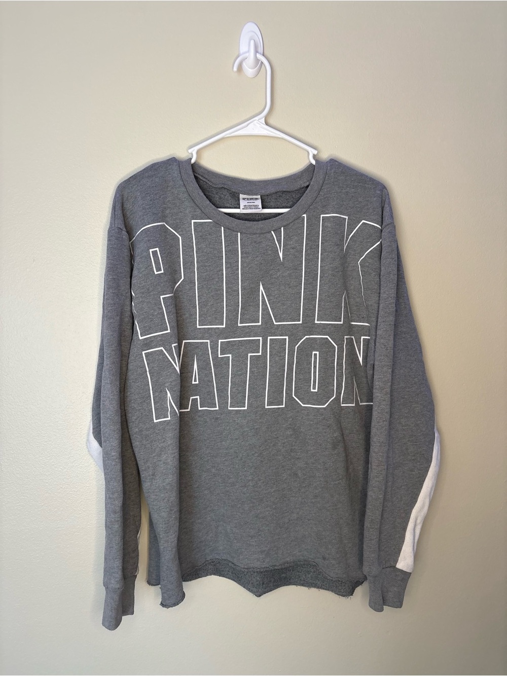 PINK Victoria's Secret Gray Pullover with White Stripe Detail